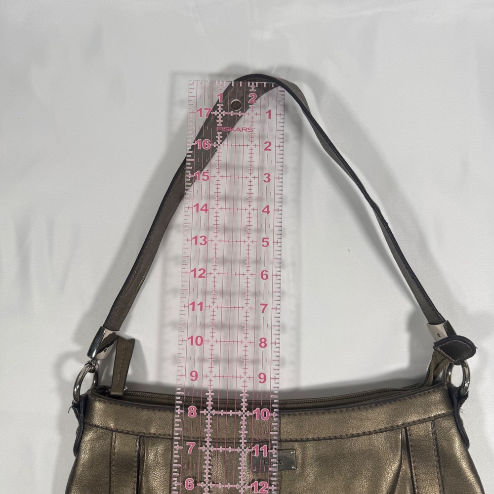 Liz & Co Shoulder Bag Womens Medium Bronze Metallic Faux Leather Y2K Satchel - Picture 14 of 14